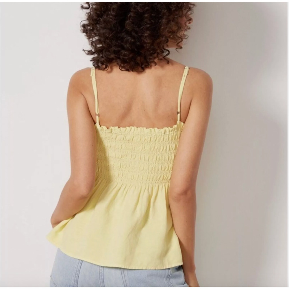 EVEREVE Cloth & Stone NWT Smocked Linen Tank in Yellow // XS - Picture 2 of 12